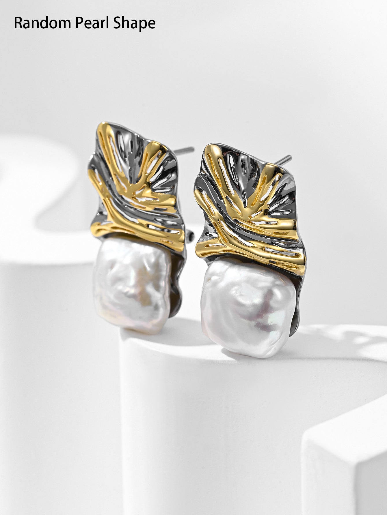 Uniquely designed natural pearl stud earrings