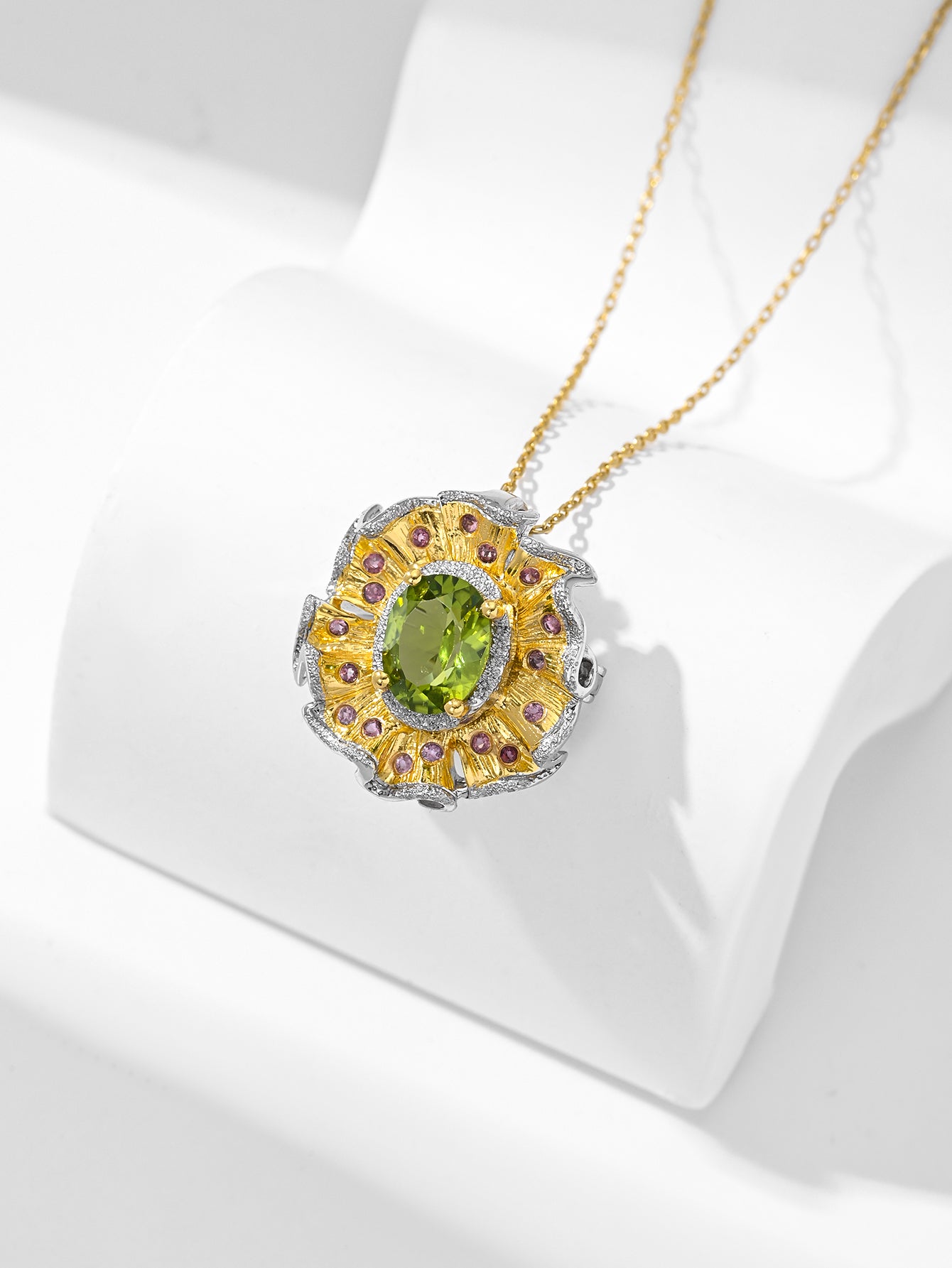 Opulent Olive - Green Peridot Necklace/Brooch