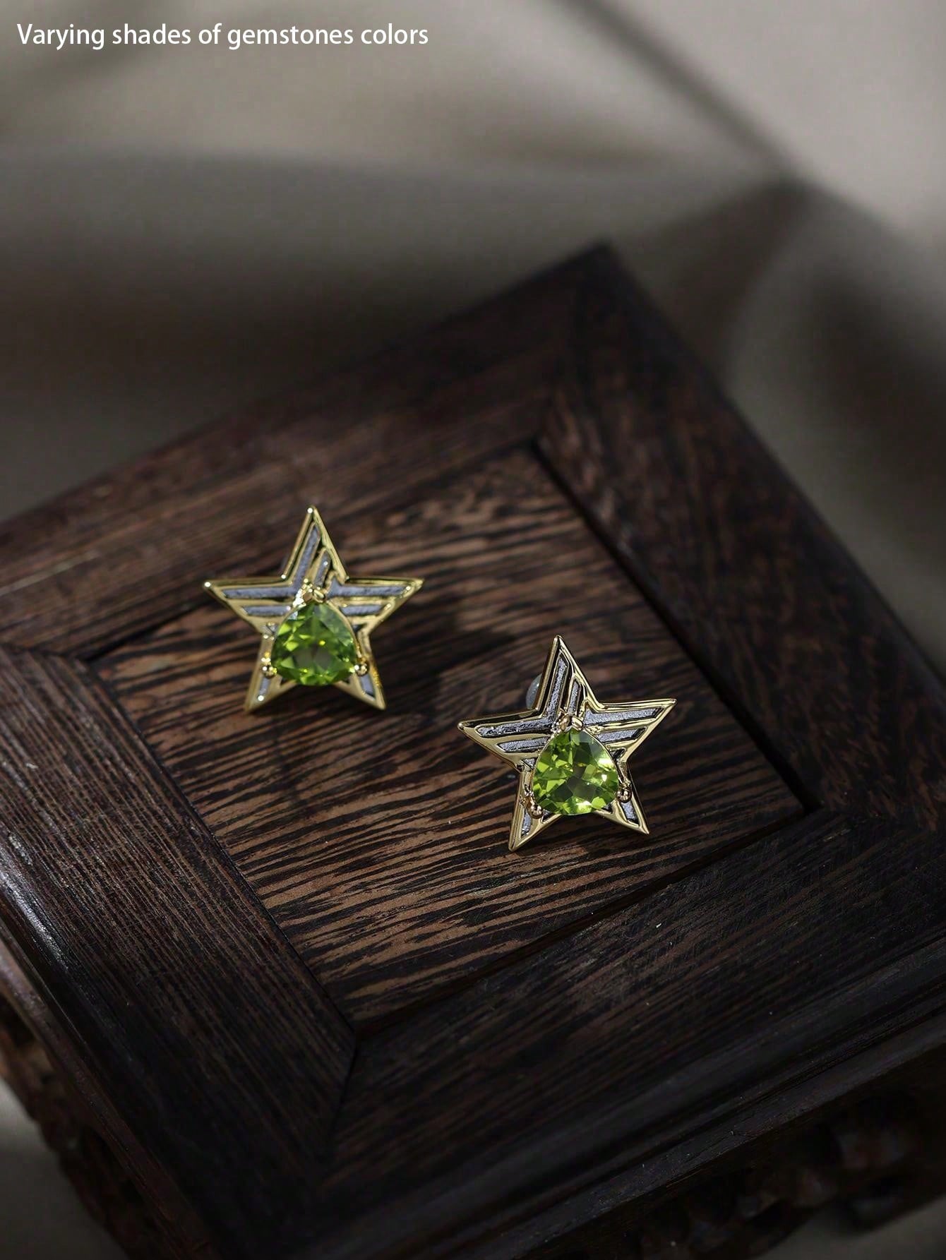 Natural Peridot Star Earrings