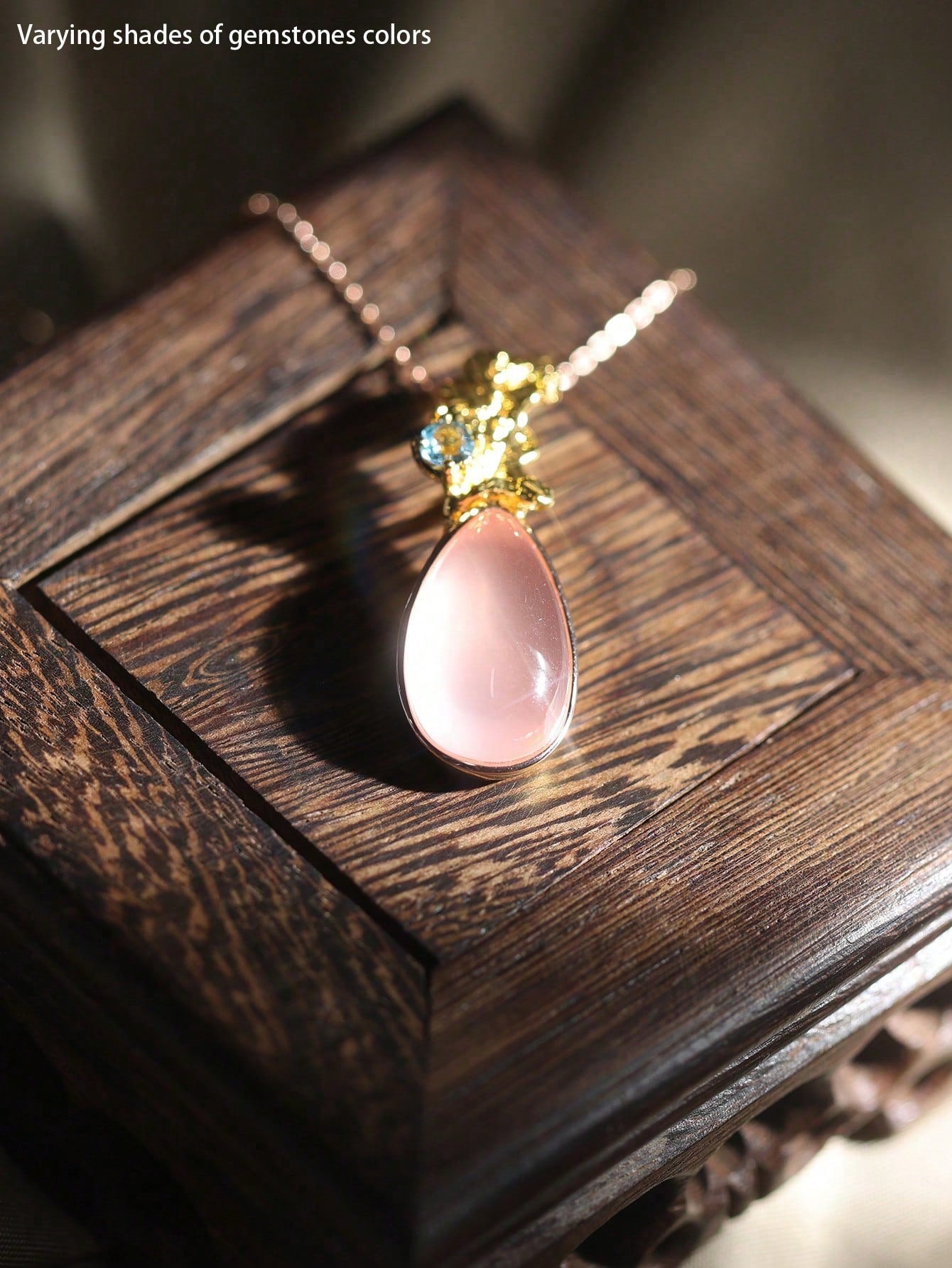 Pink Dream Drops Necklace-Hibiscus Stone/Pink crystal