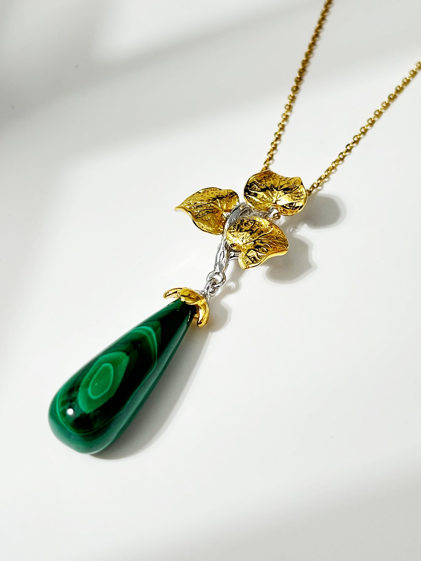 Botanical Grace Malachite Pendant Necklace