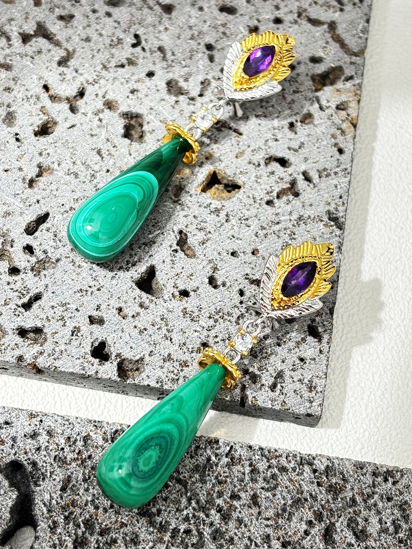 Verdant Oasis Gemstone Dangle Earrings