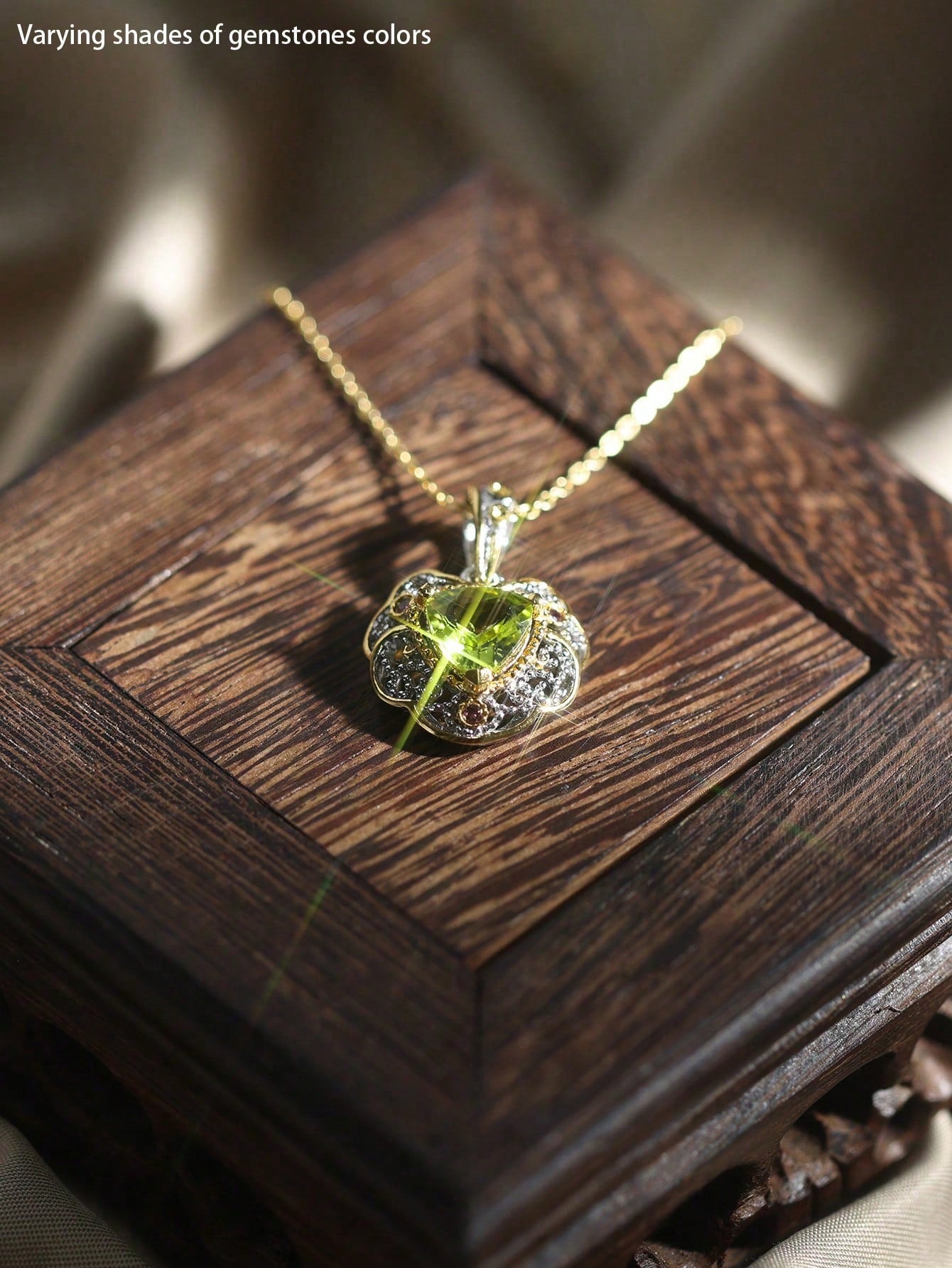 Natural Peridot Heart Pendant Necklace