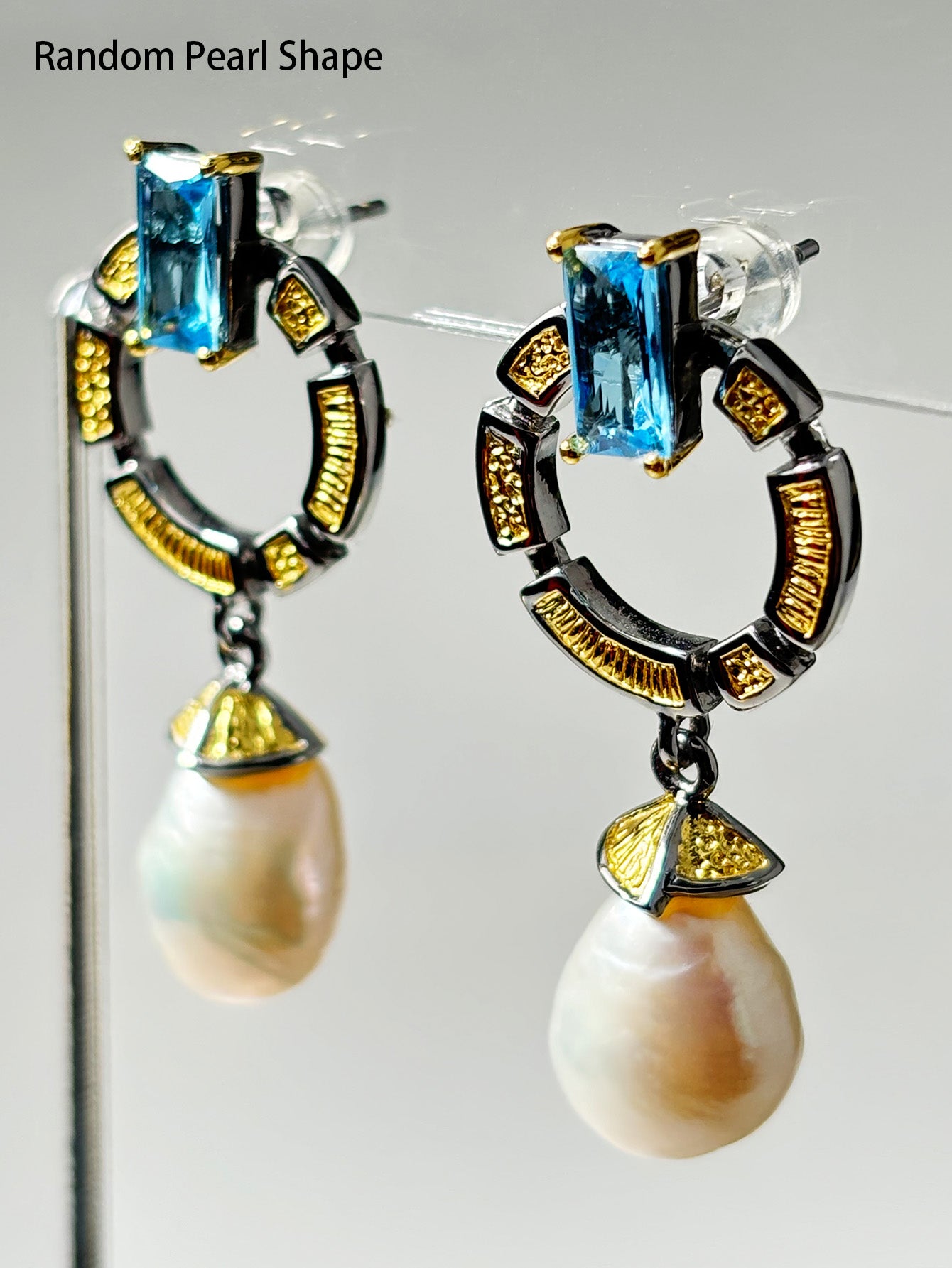 Blue Star Bead Earrings-Pearl Topaz Earrings