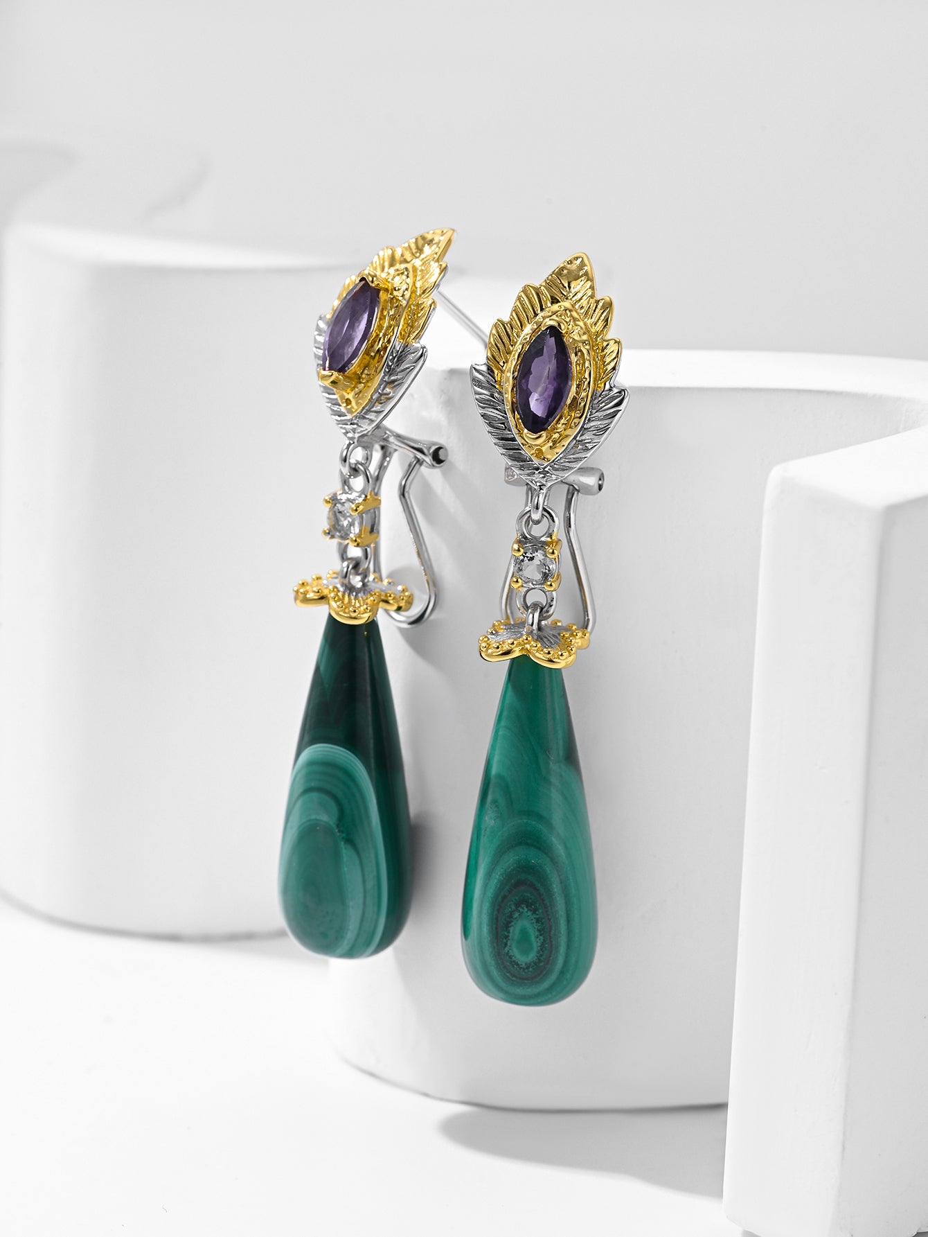 Verdant Oasis Gemstone Dangle Earrings
