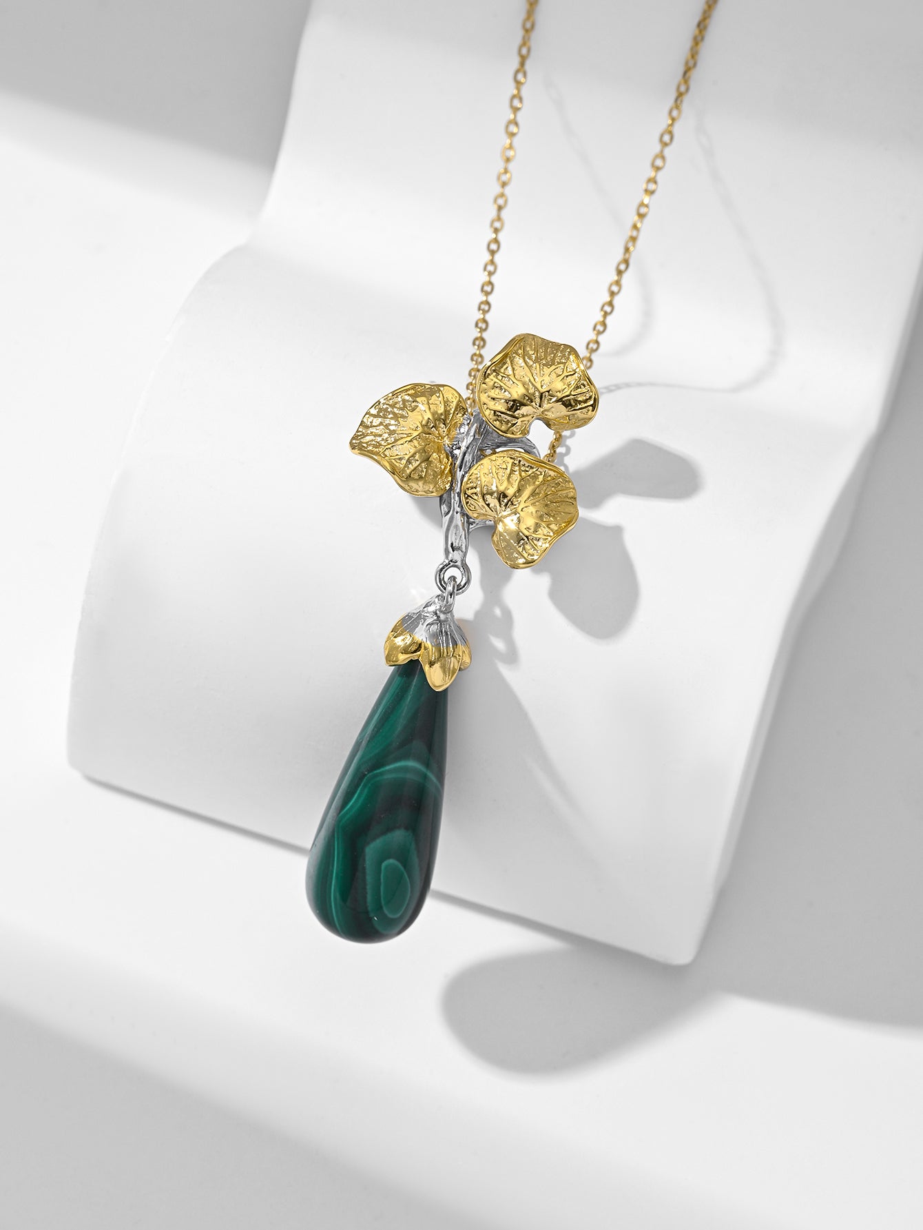Botanical Grace Malachite Pendant Necklace