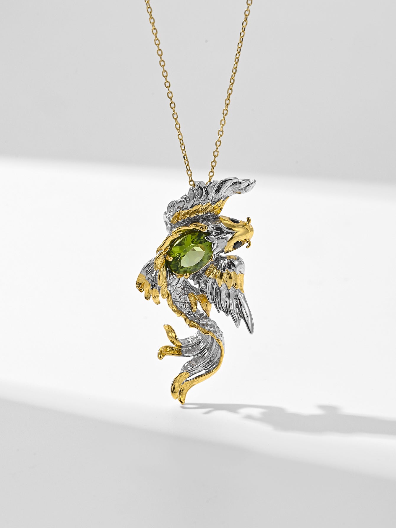 Natural peridot and black spinel pendant/brooch