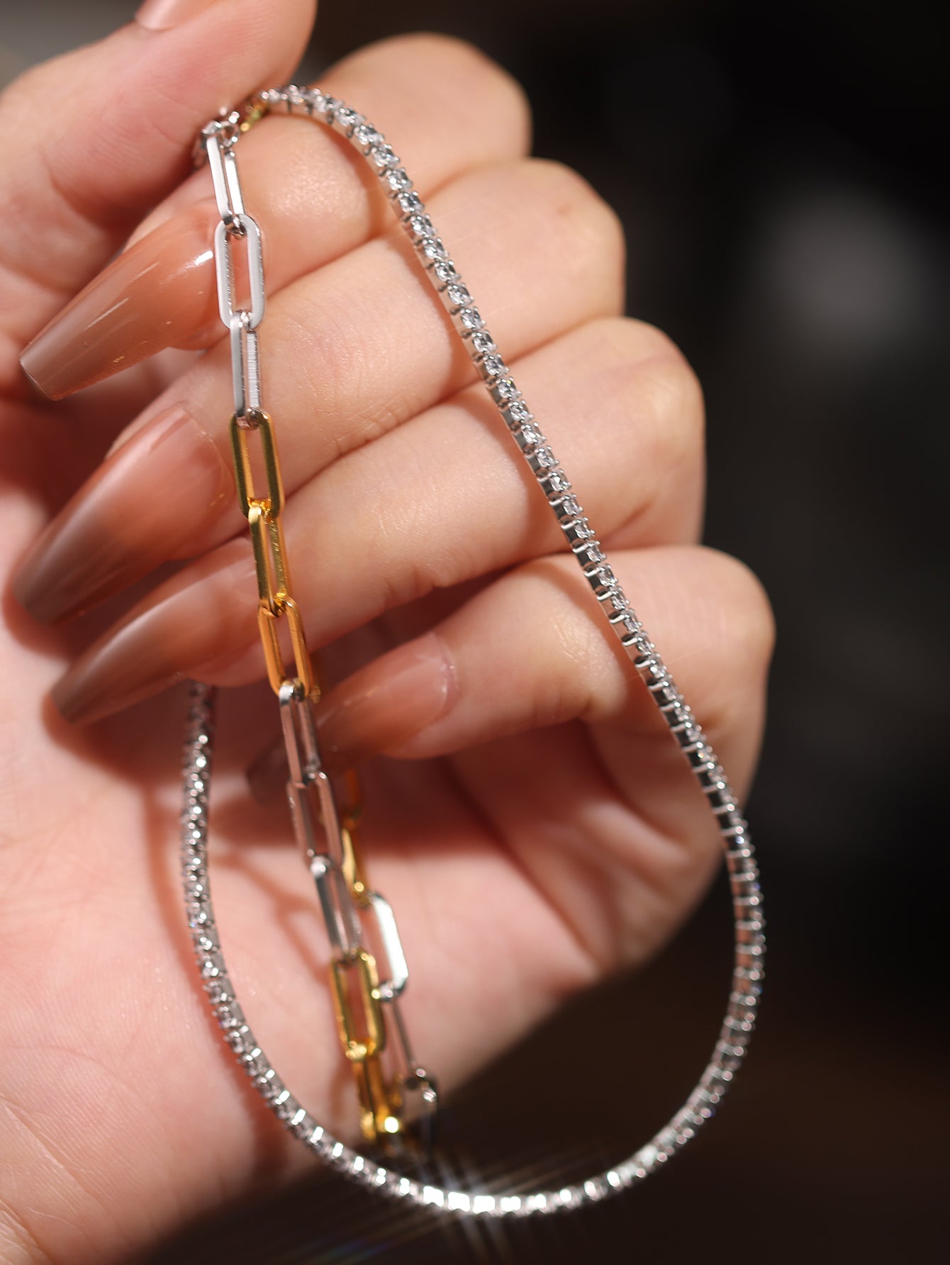 Sparkling spliced zircon necklace
