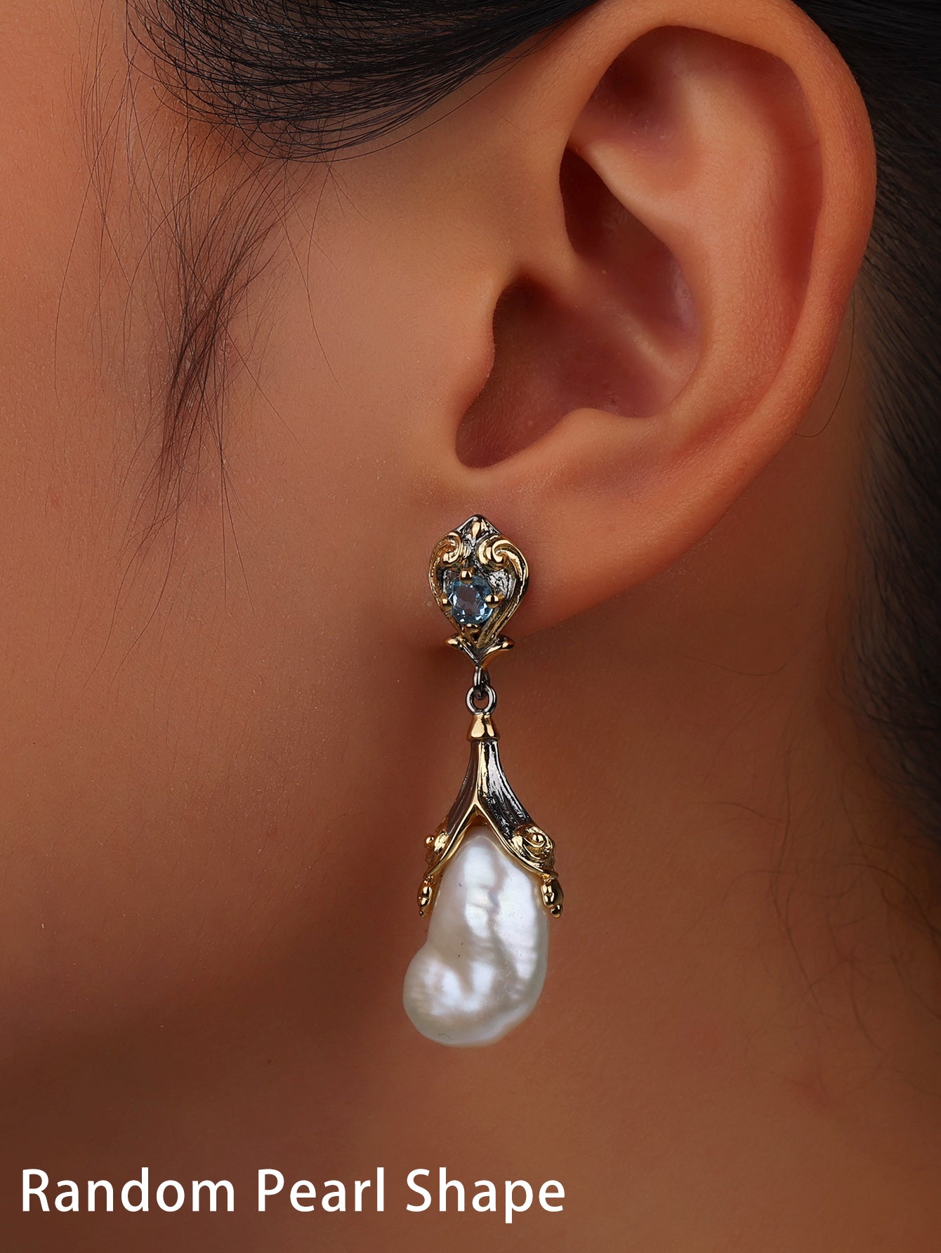 Aura Grace・Baroque Pearl & Topaz Earrings