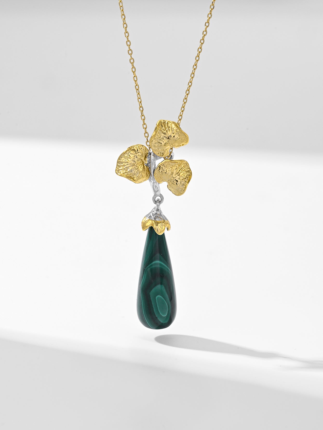 Botanical Grace Malachite Pendant Necklace