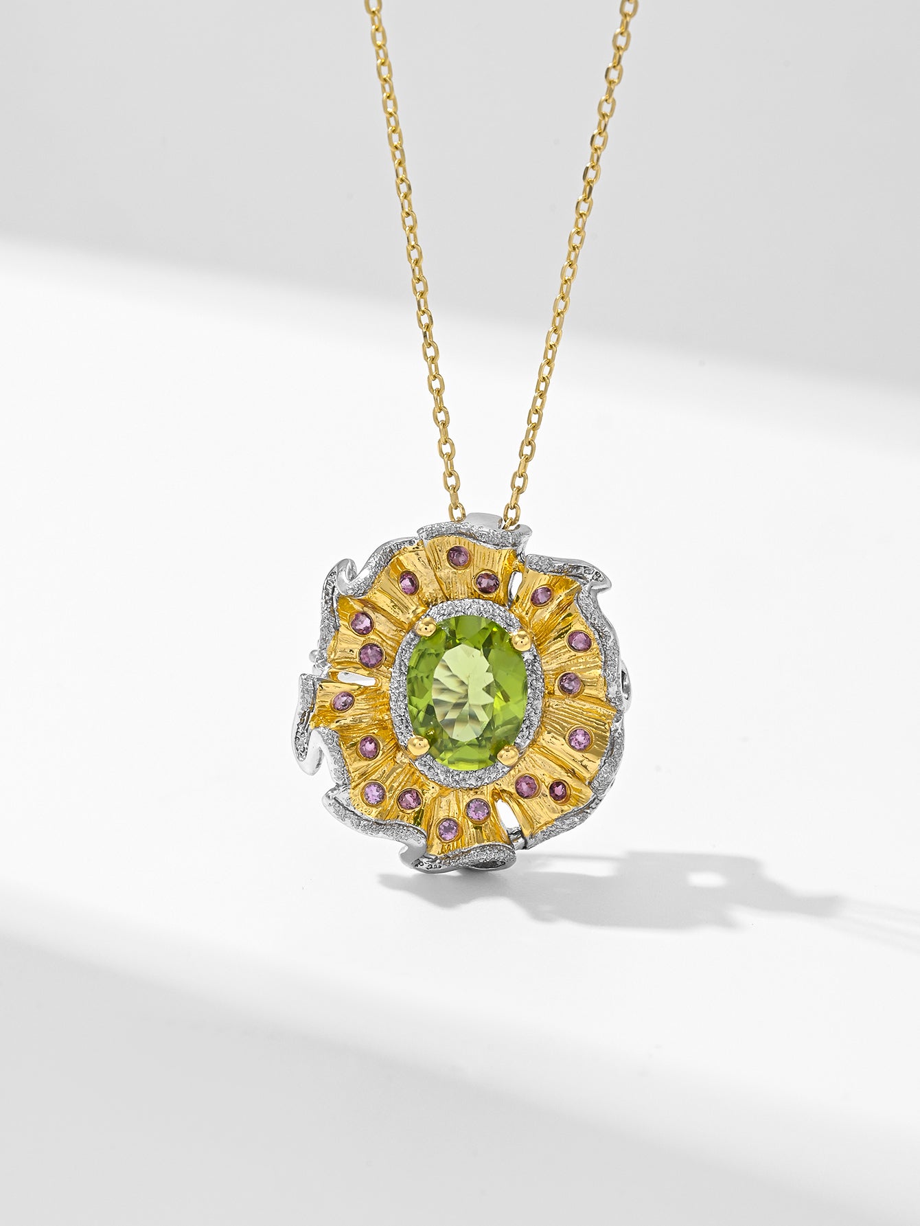 Opulent Olive - Green Peridot Necklace/Brooch