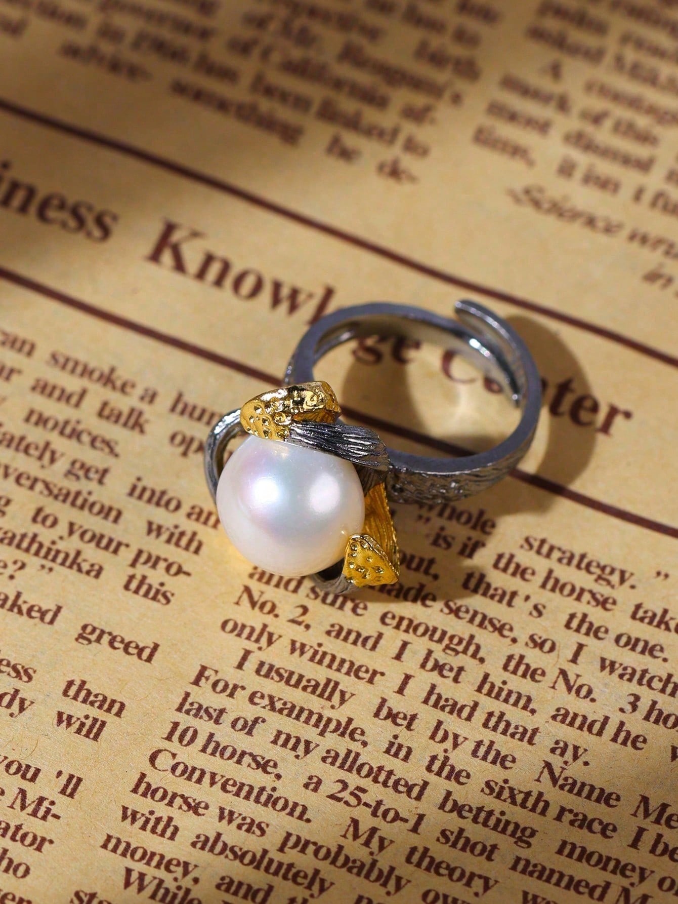 Elegant Pearl Twist Ring