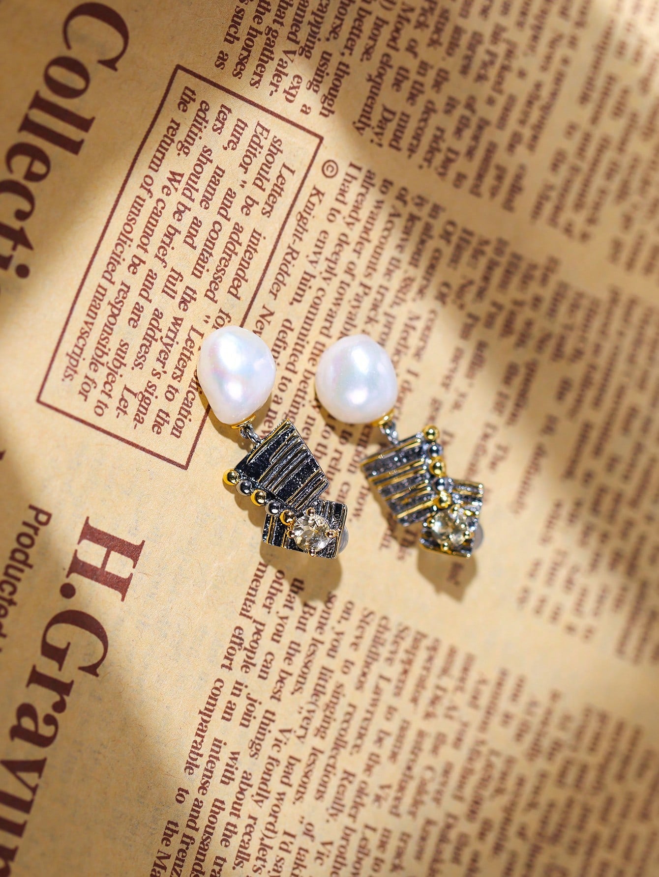 Ethereal Harmony: Natural Pearl & Zircon Earrings