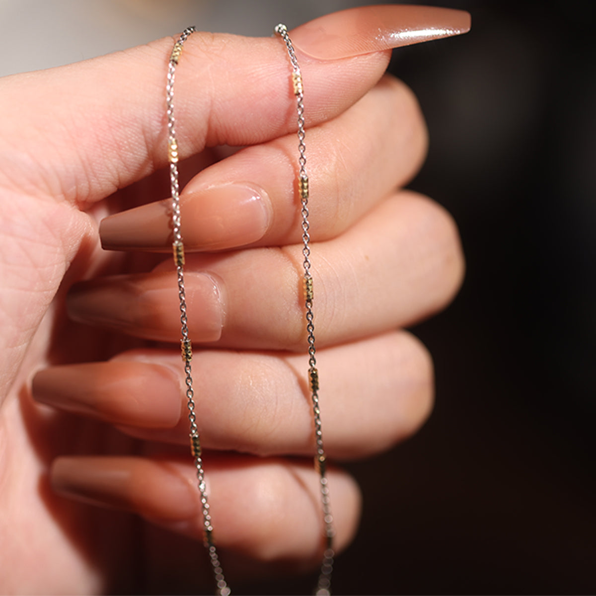 Silver Gleam: Two - Tone Bead Chain