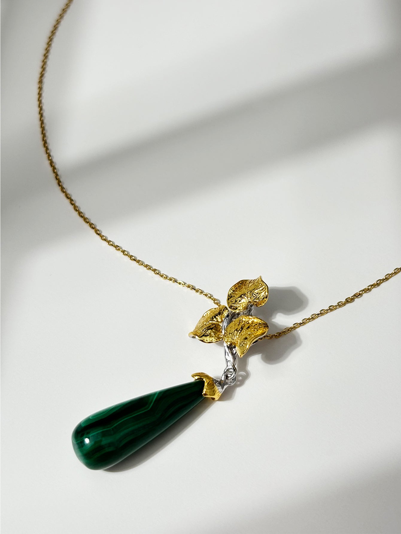 Botanical Grace Malachite Pendant Necklace