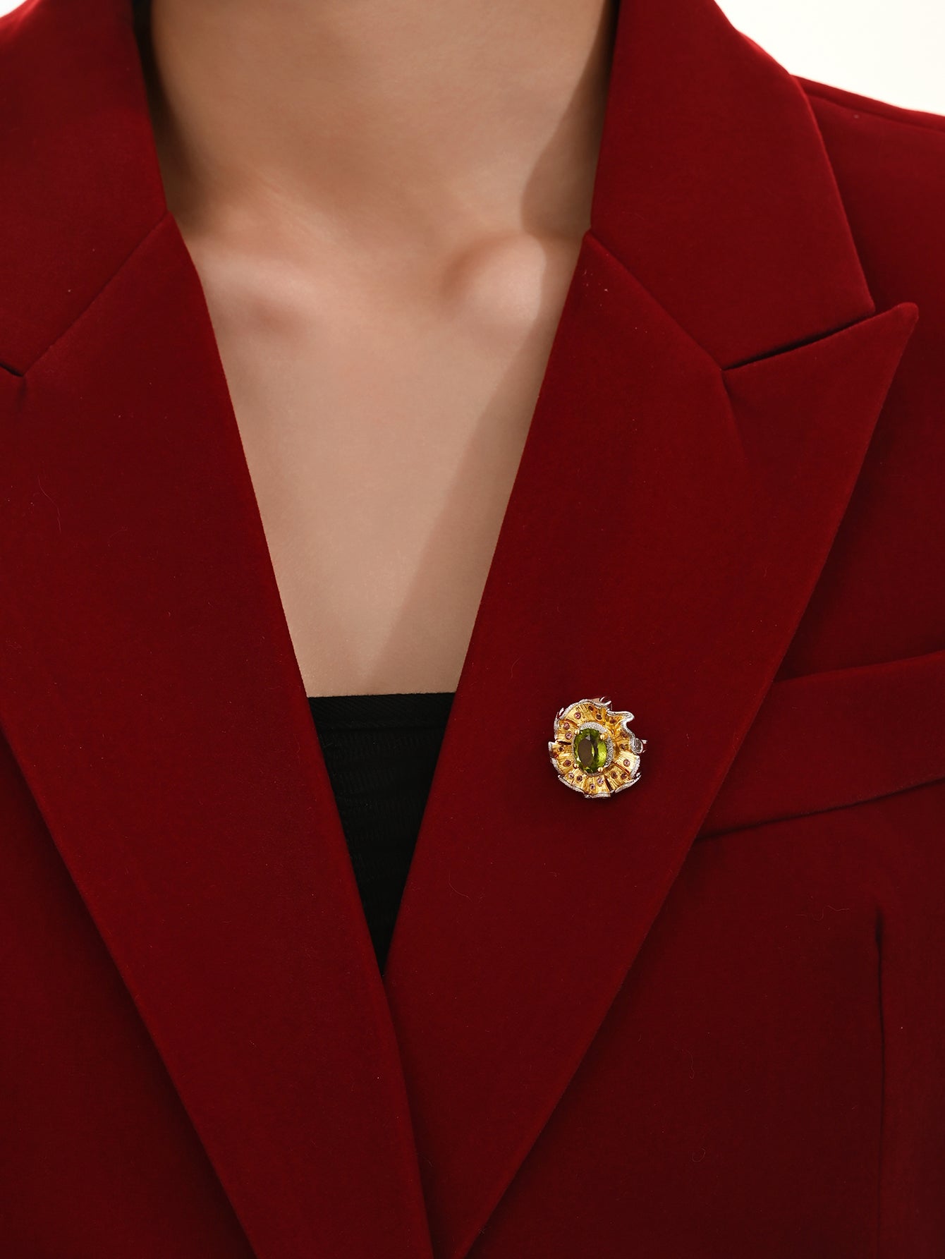 Opulent Olive - Green Peridot Necklace/Brooch