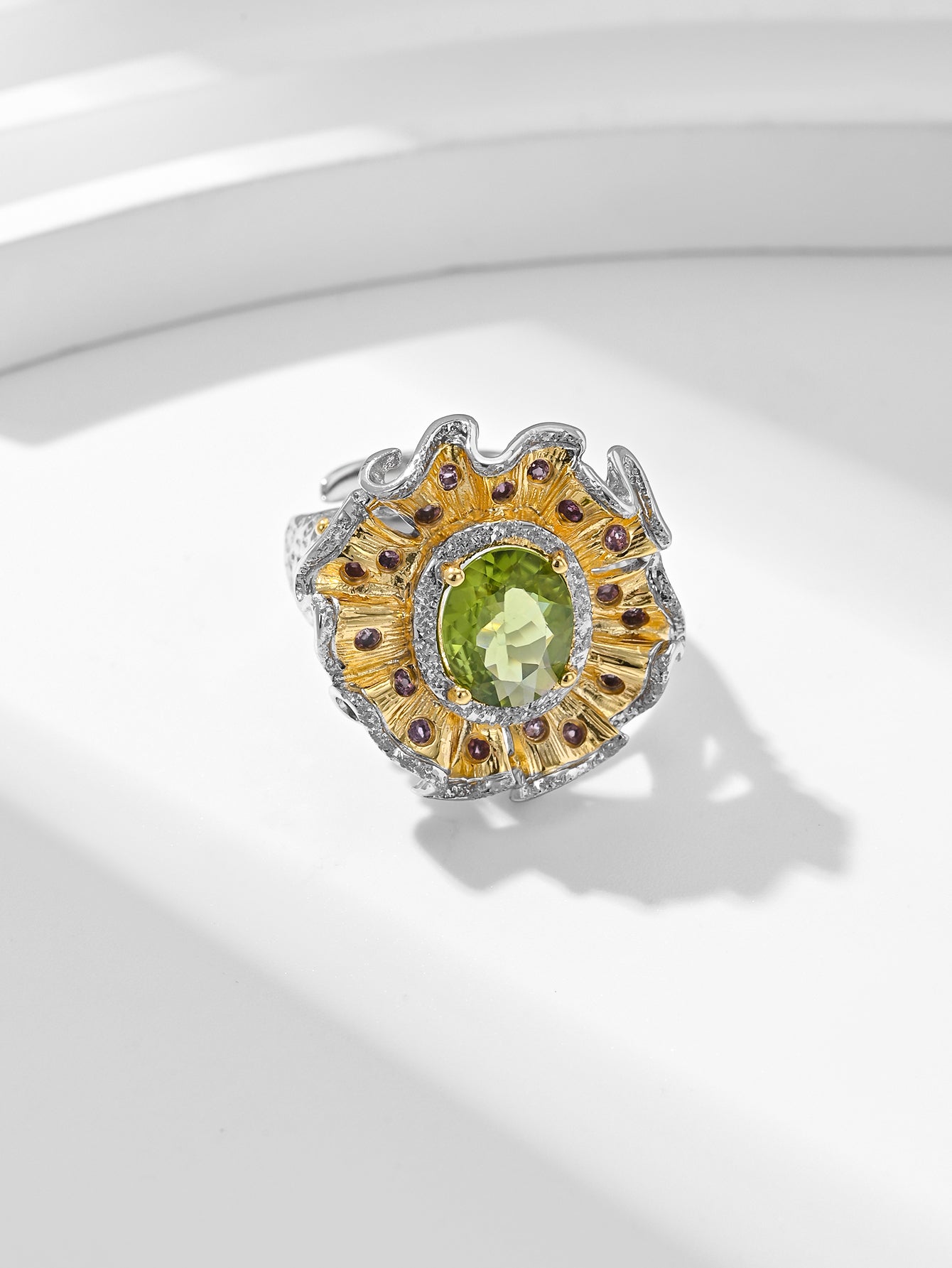 Radiant Green - Gem Halo Peridot Ring