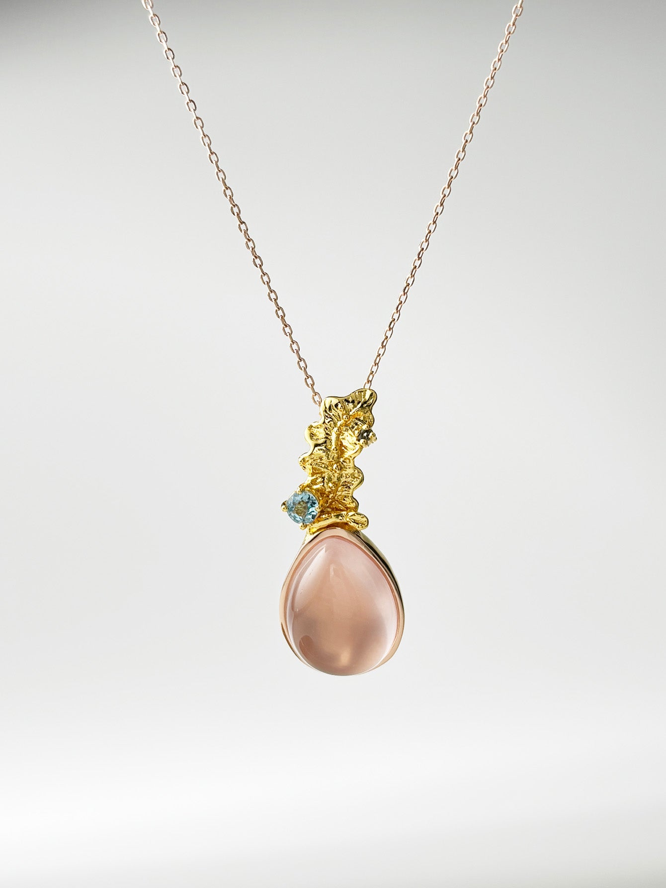 Pink Dream Drops Necklace-Hibiscus Stone/Pink crystal