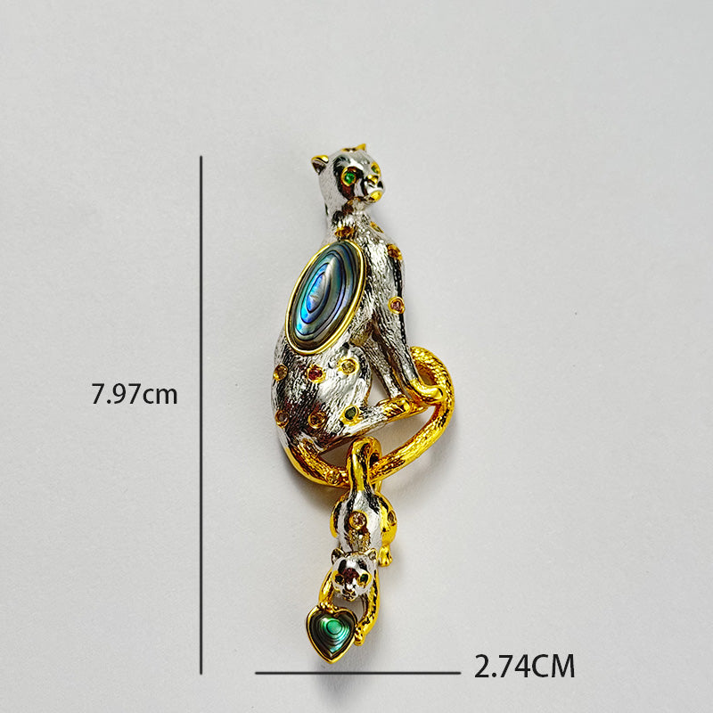 Luxury mother and child leopard necklace/brooch