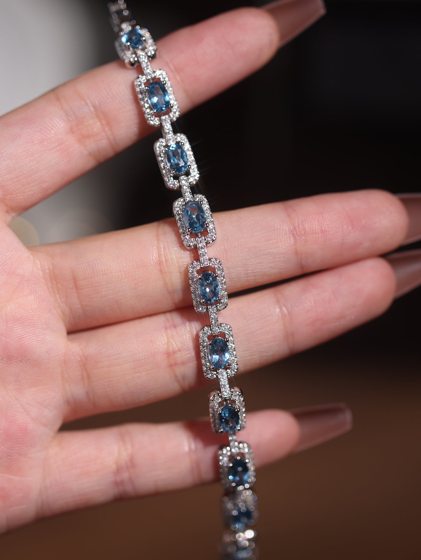 Blue - Gem Topaz & Sparkling  Bracelet
