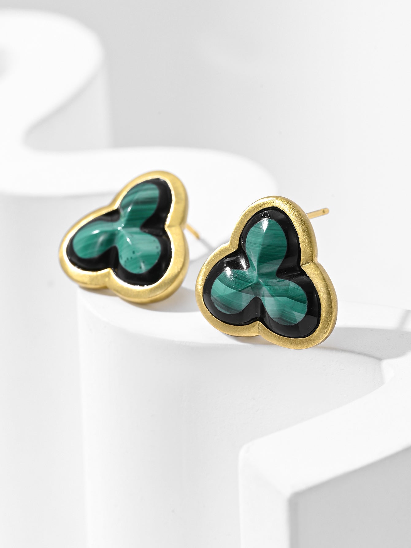 Vintage - Inspired Malachite Studs