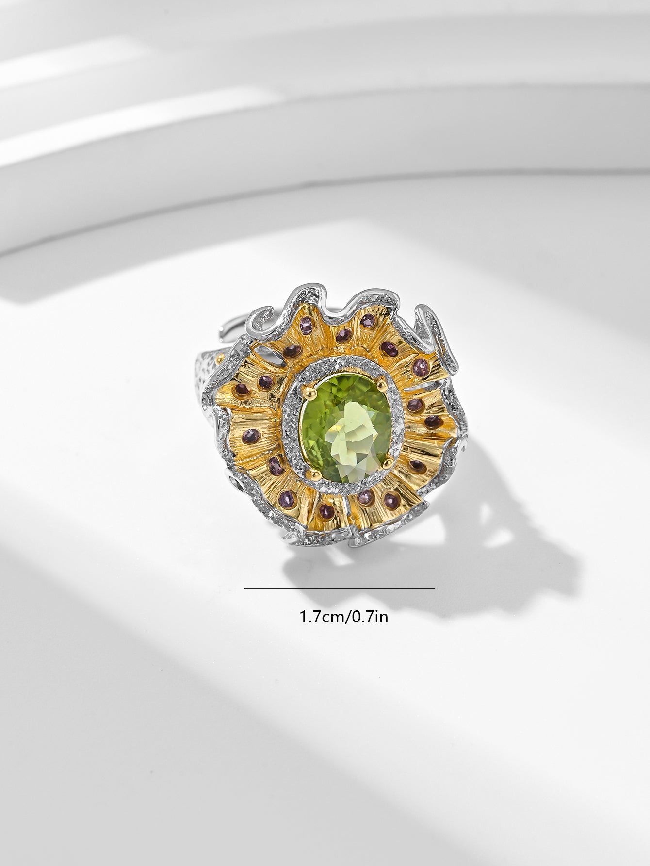 Radiant Green - Gem Halo Peridot Ring