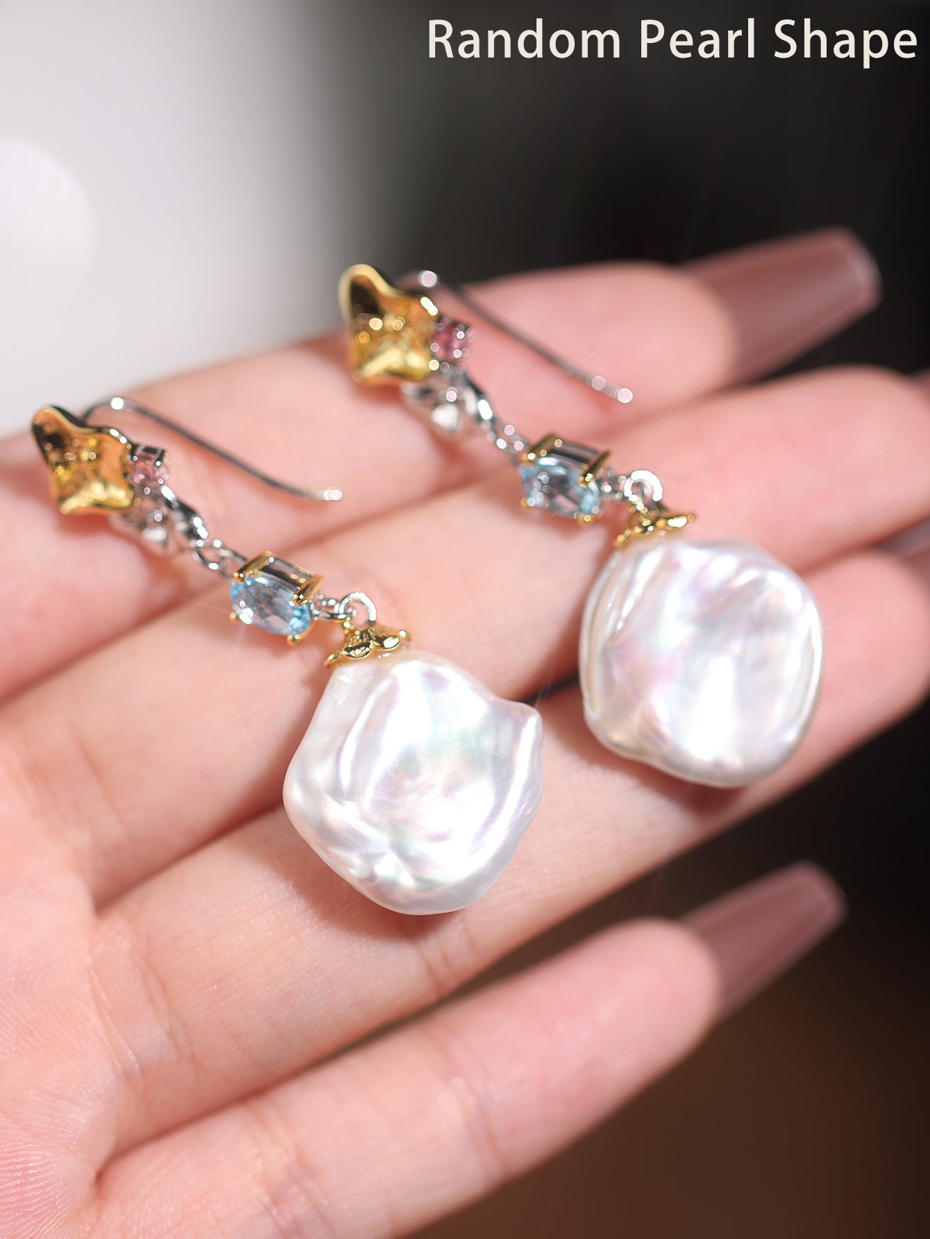 Mystic Bloom・Baroque Pearl & Topaz Earrings