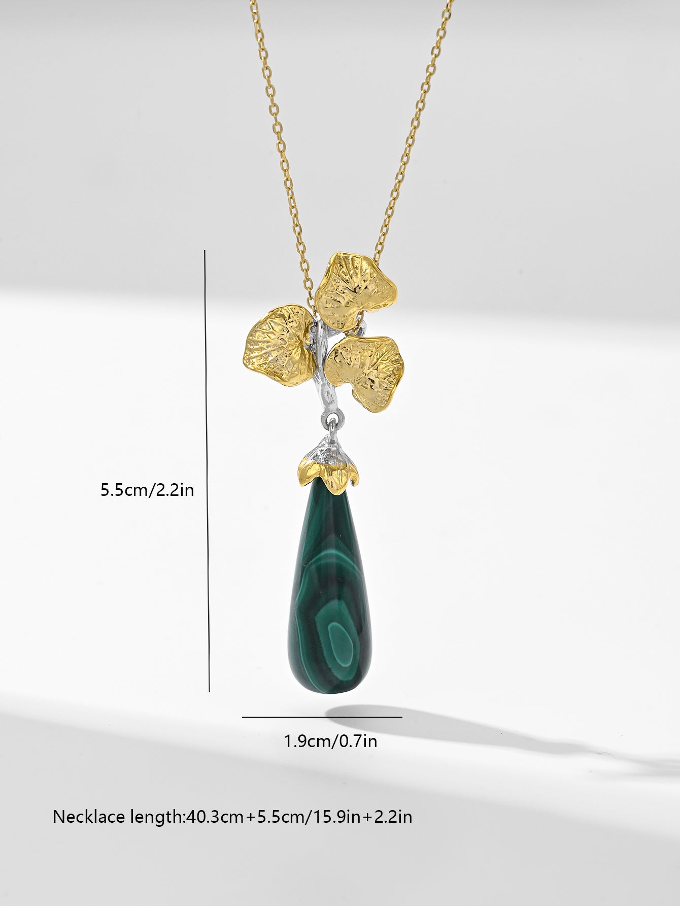 Botanical Grace Malachite Pendant Necklace