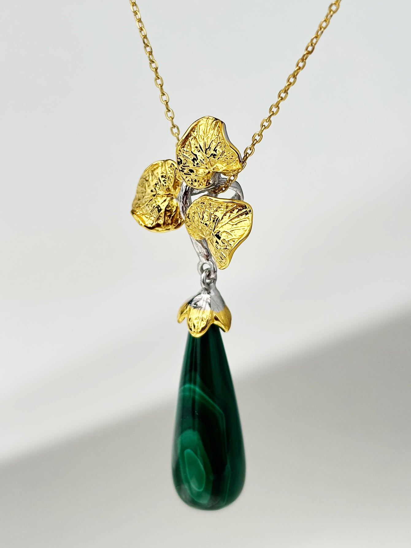 Botanical Grace Malachite Pendant Necklace