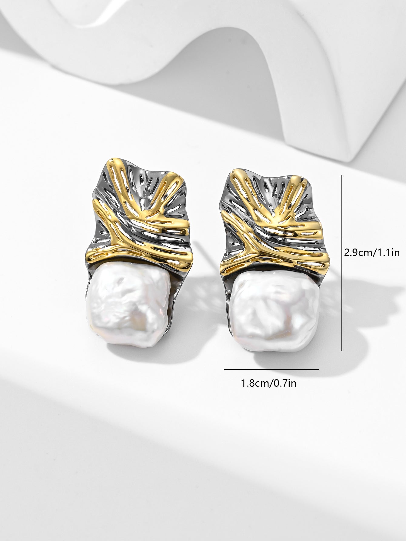 Uniquely designed natural pearl stud earrings