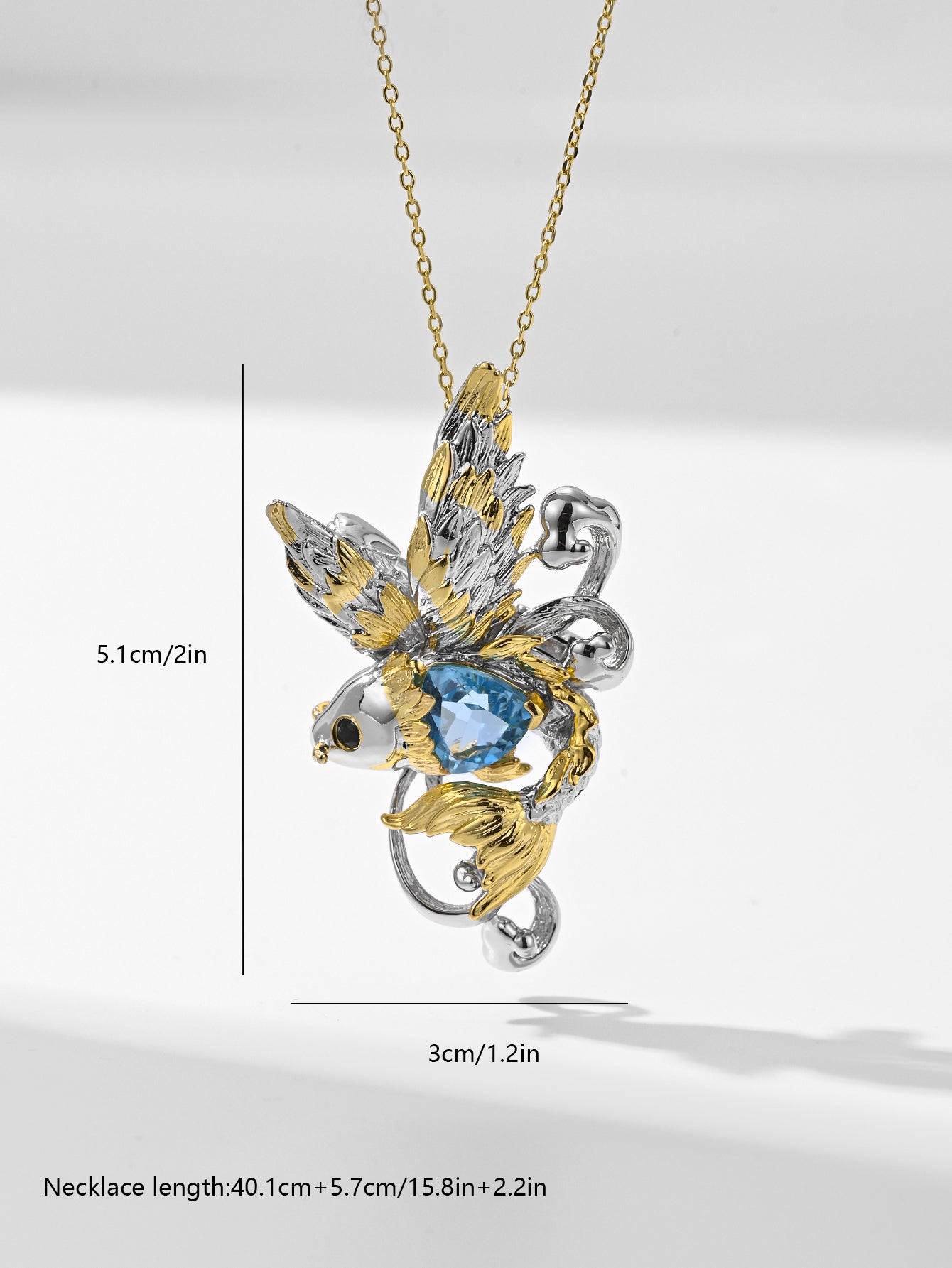 Natural topaz and black spinel pendant/brooch