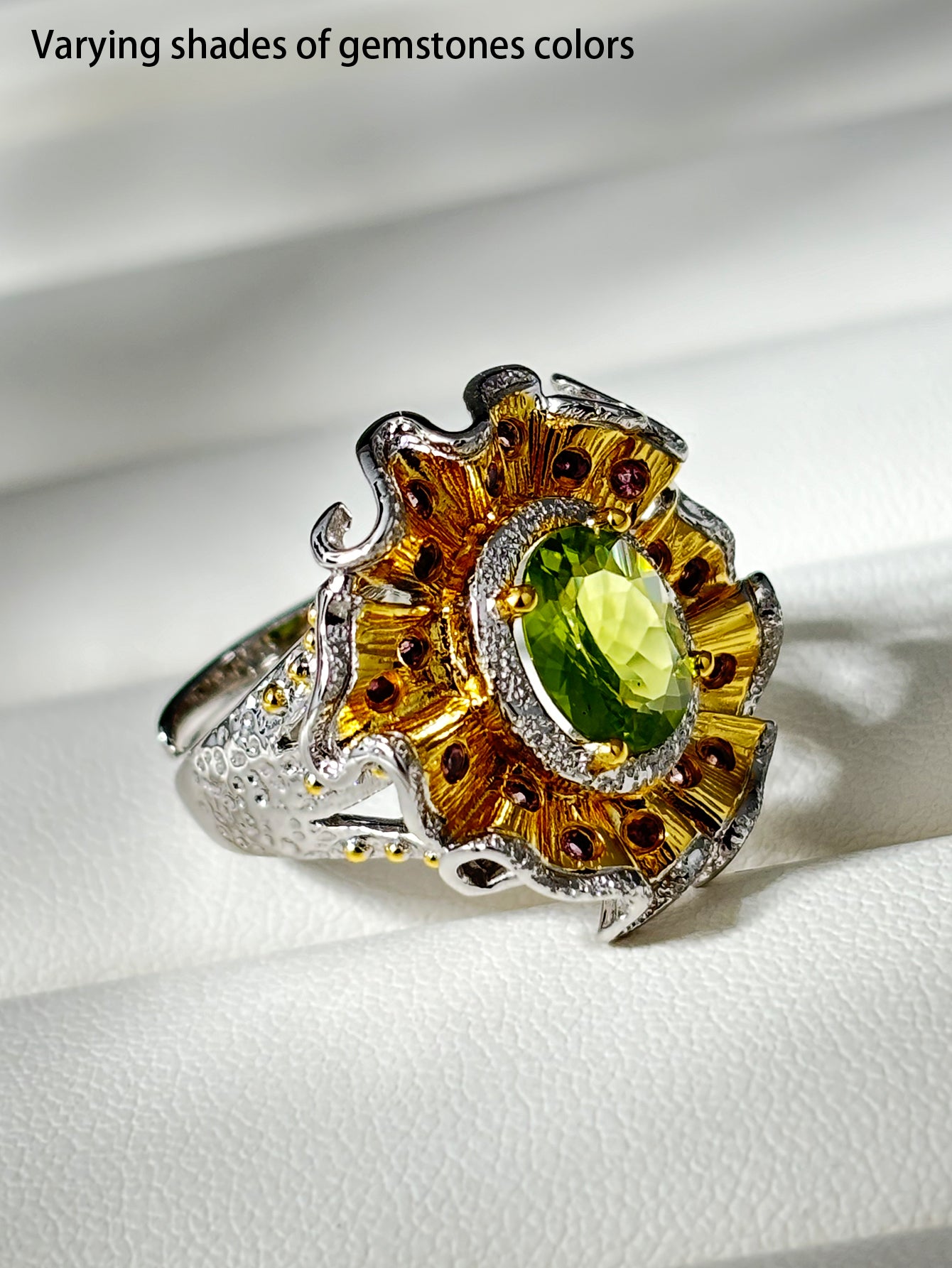 Radiant Green - Gem Halo Peridot Ring