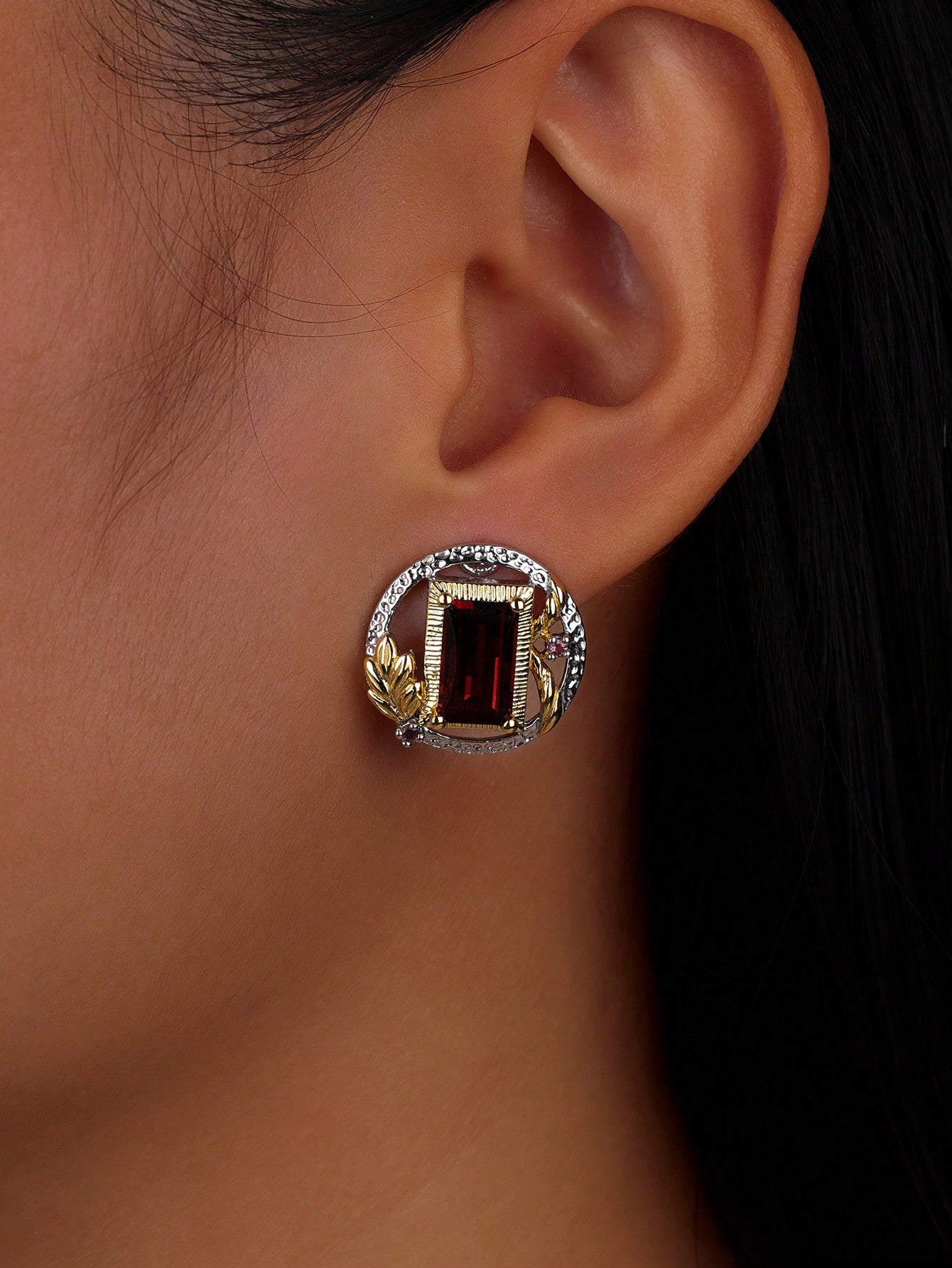 Contemporary Radiance  Garnet Earrings