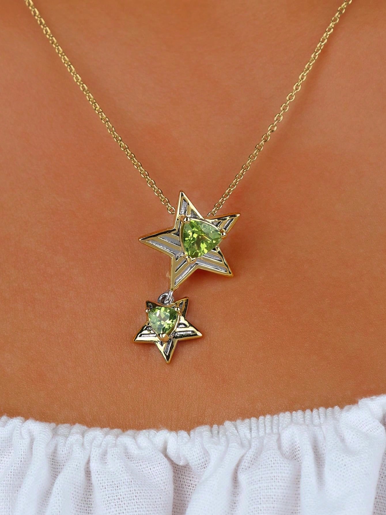 Stellar Radiance: Peridot Star Necklace