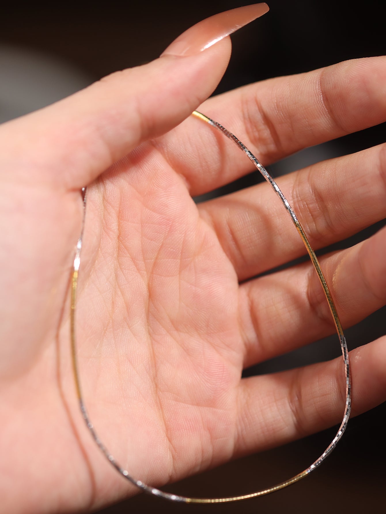 925 sterling silver shiny two-color necklace