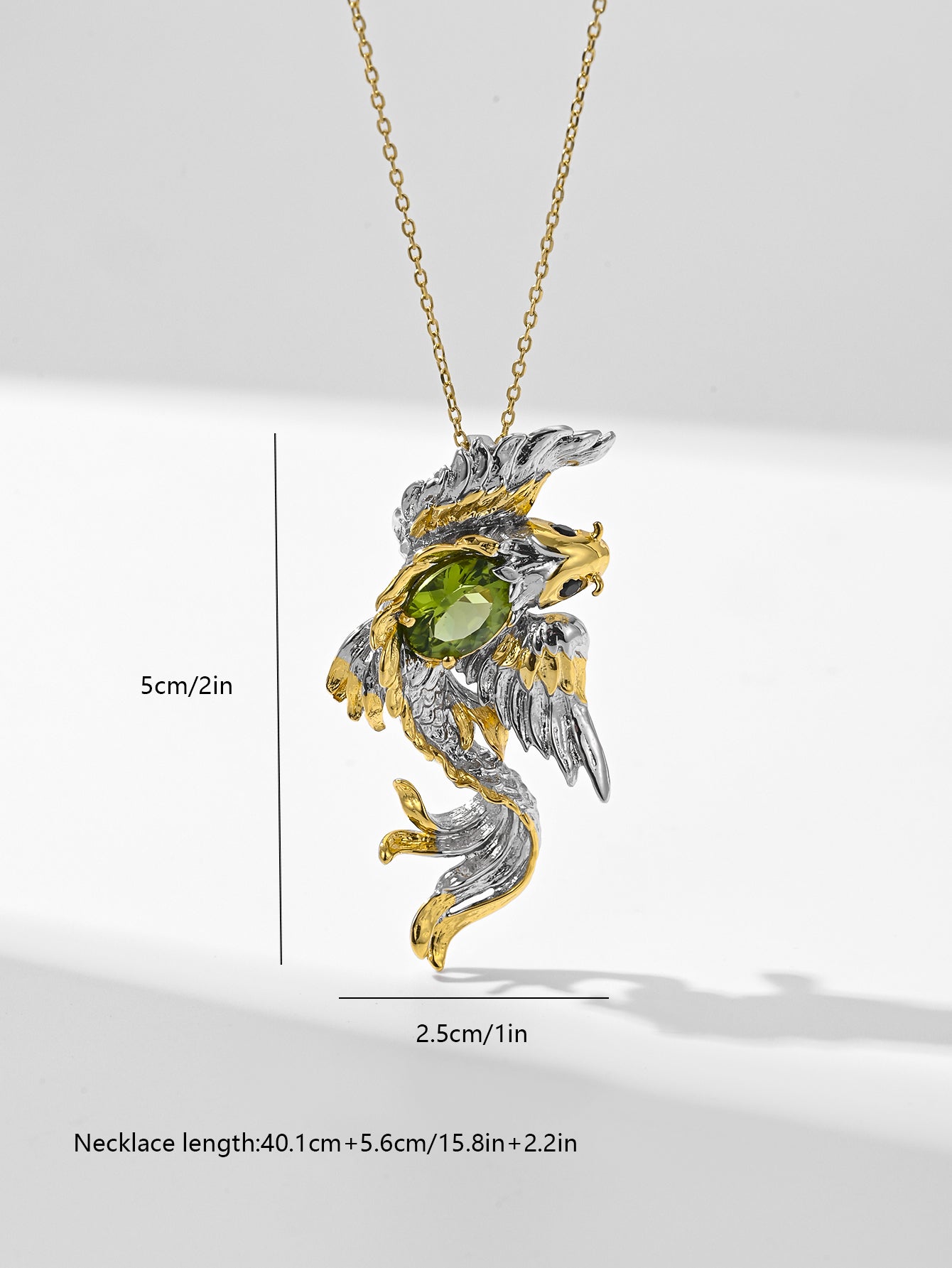 Natural peridot and black spinel pendant/brooch