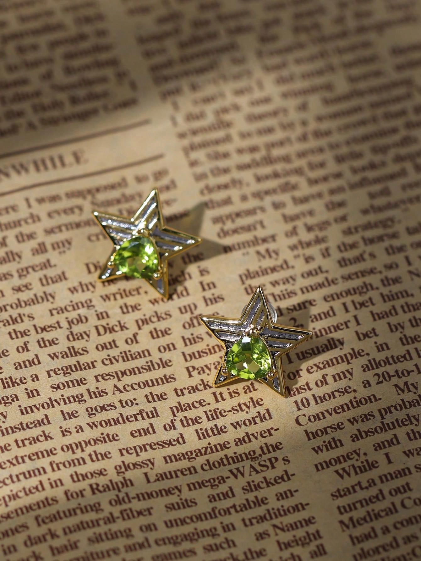 Natural Peridot Star Earrings