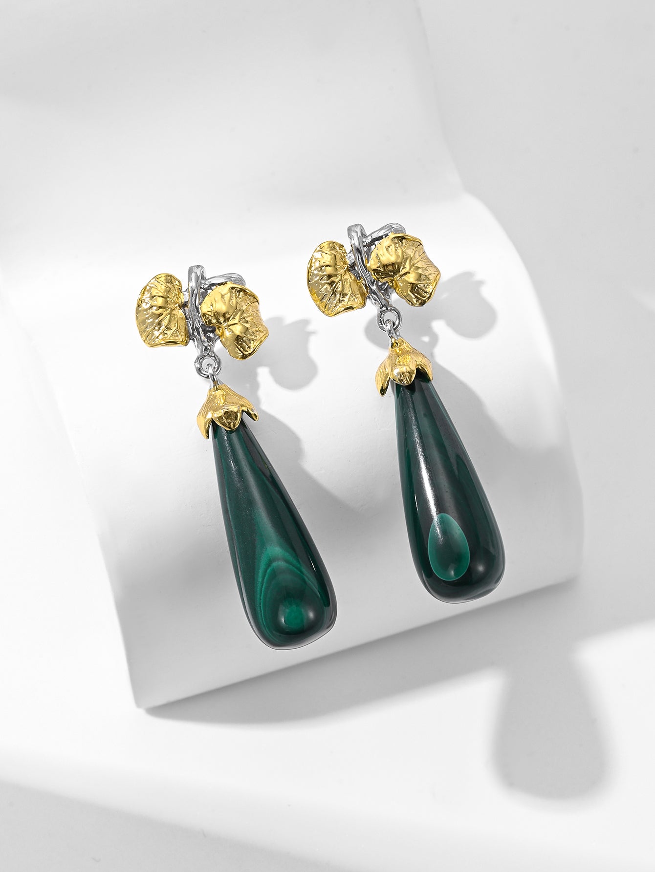 925 sterling silver malachite earrings