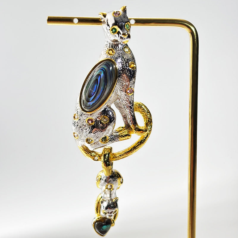 Luxury mother and child leopard necklace/brooch