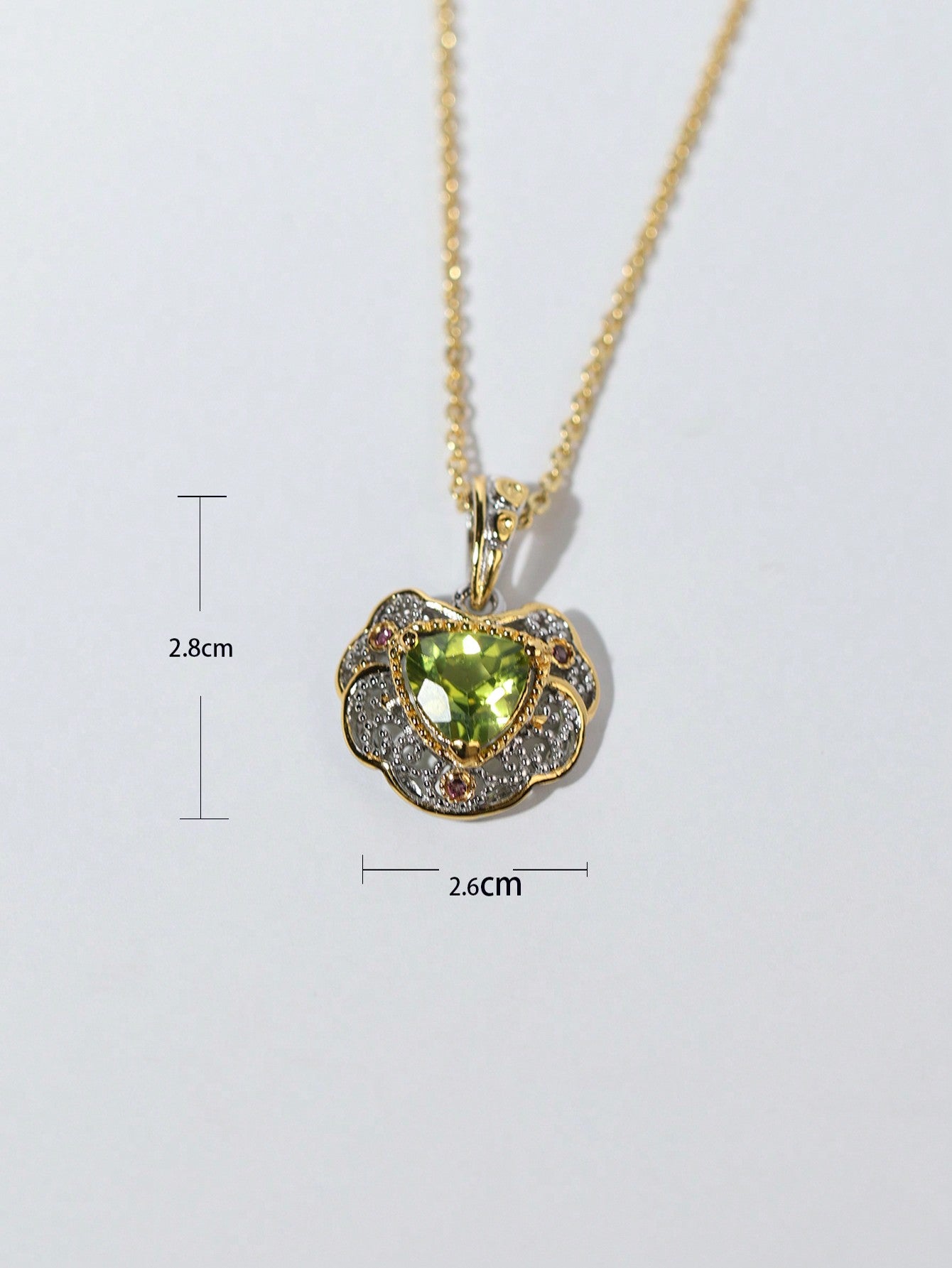 Natural Peridot Heart Pendant Necklace