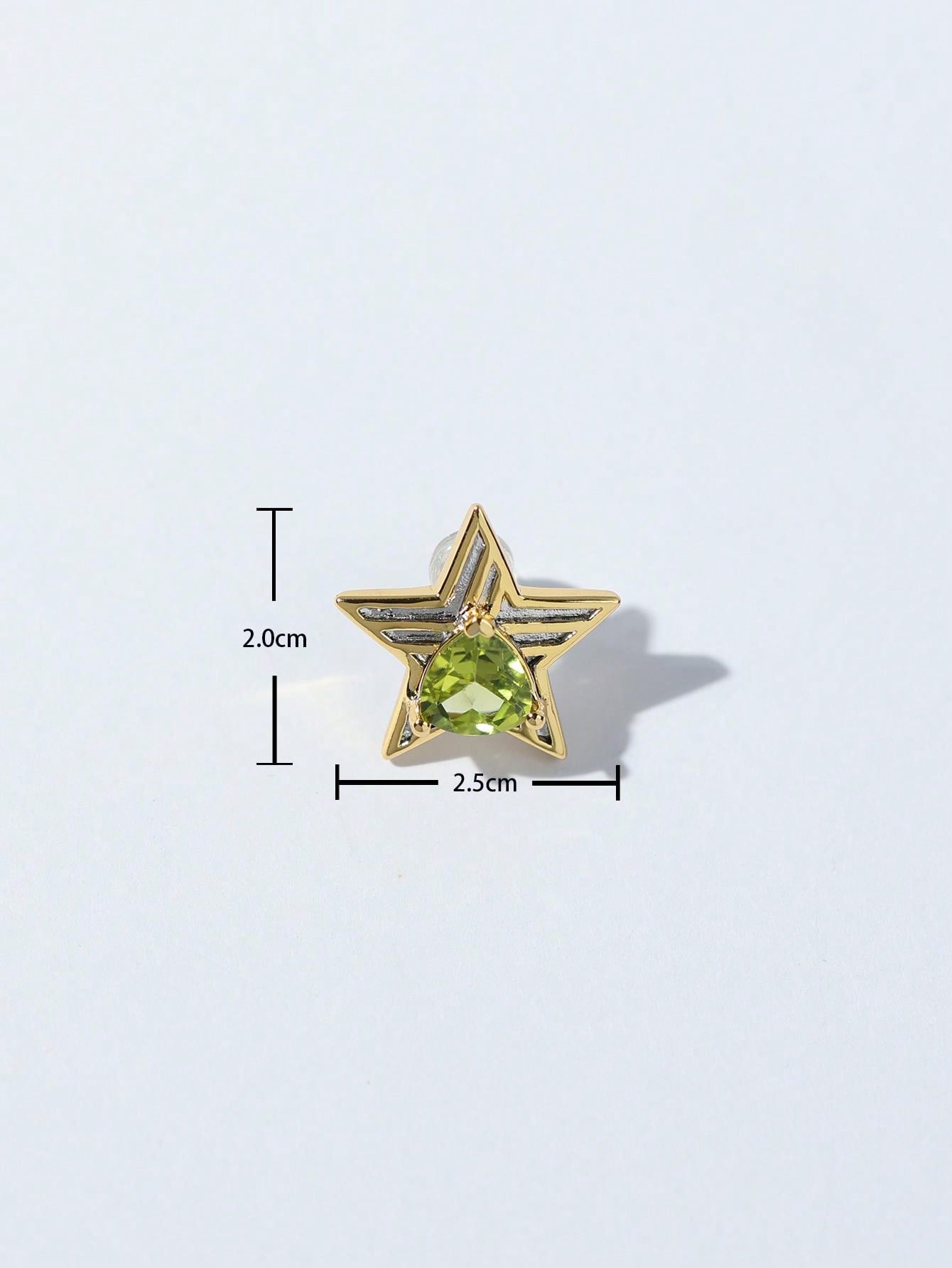 Natural Peridot Star Earrings