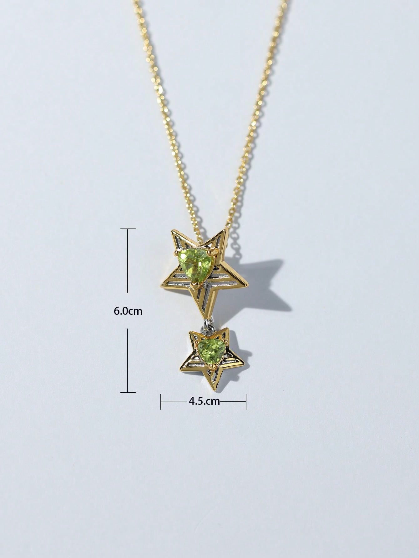Stellar Radiance: Peridot Star Necklace