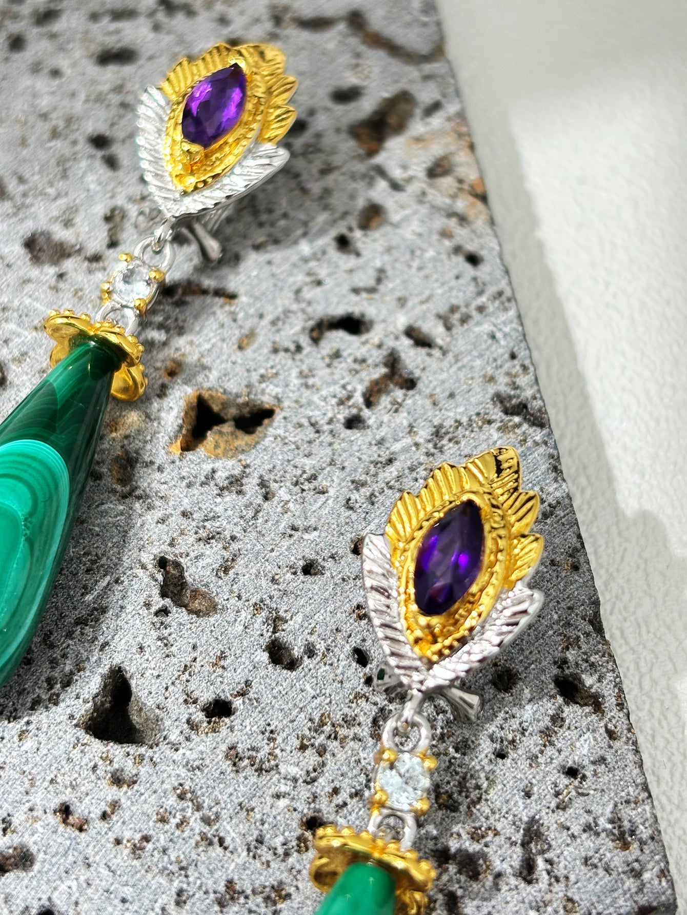 Verdant Oasis Gemstone Dangle Earrings