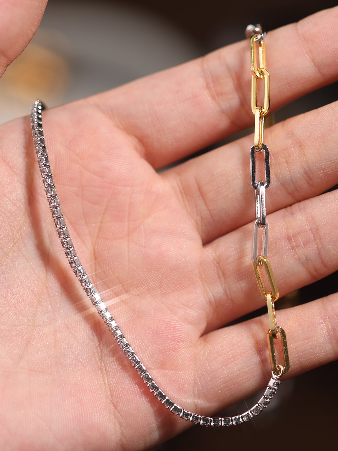 Sparkling spliced zircon necklace