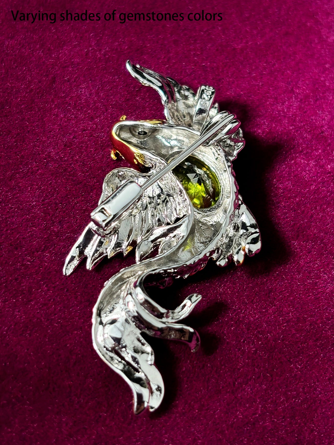 Natural peridot and black spinel pendant/brooch