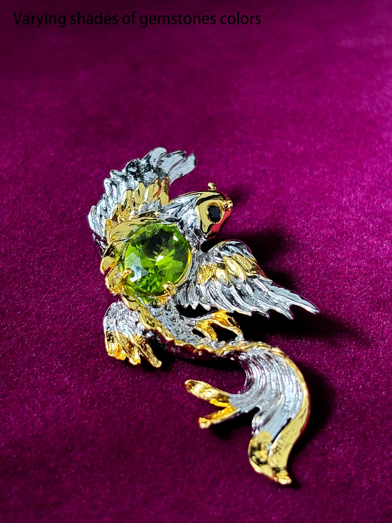 Natural peridot and black spinel pendant/brooch