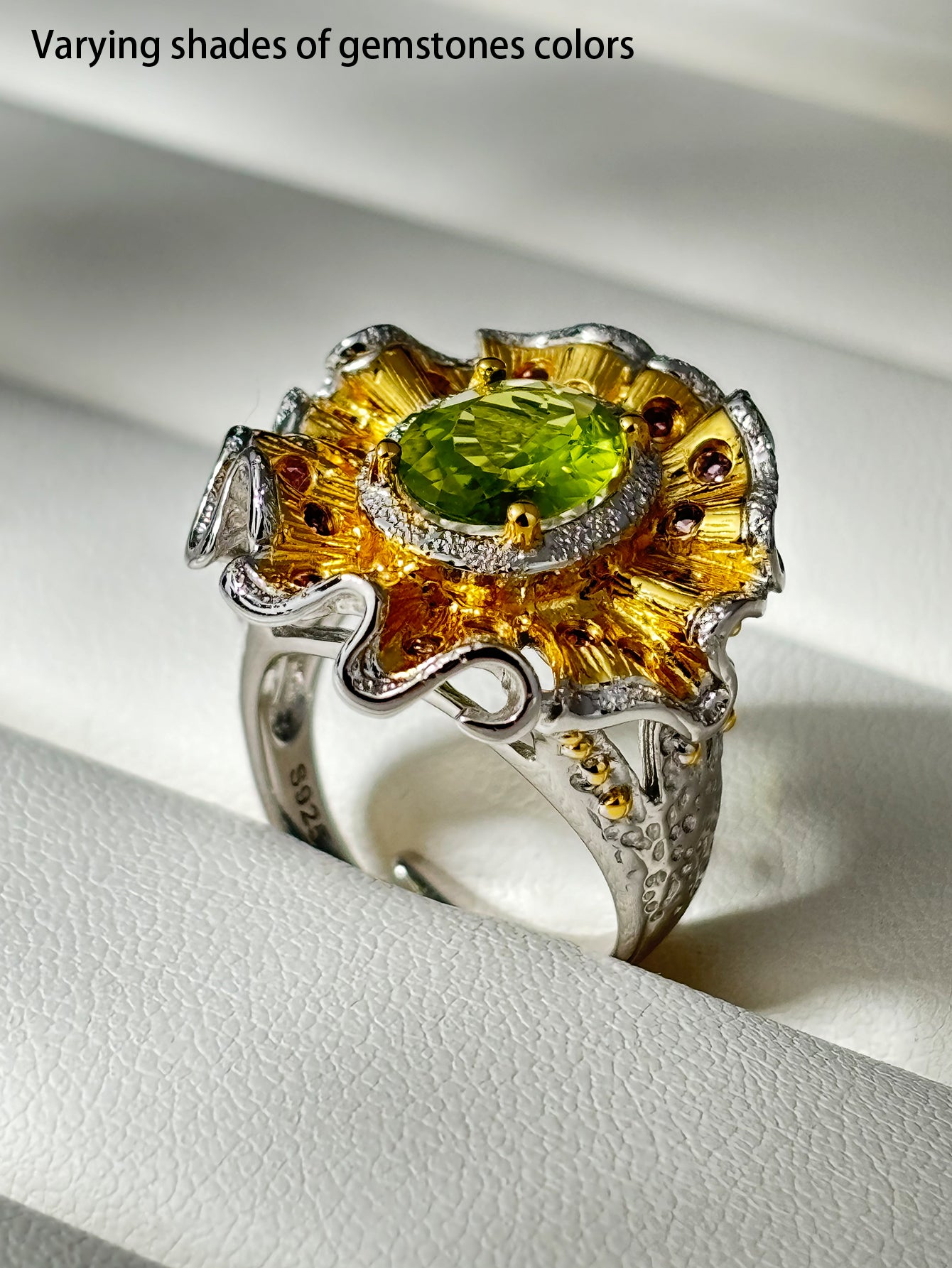 Radiant Green - Gem Halo Peridot Ring