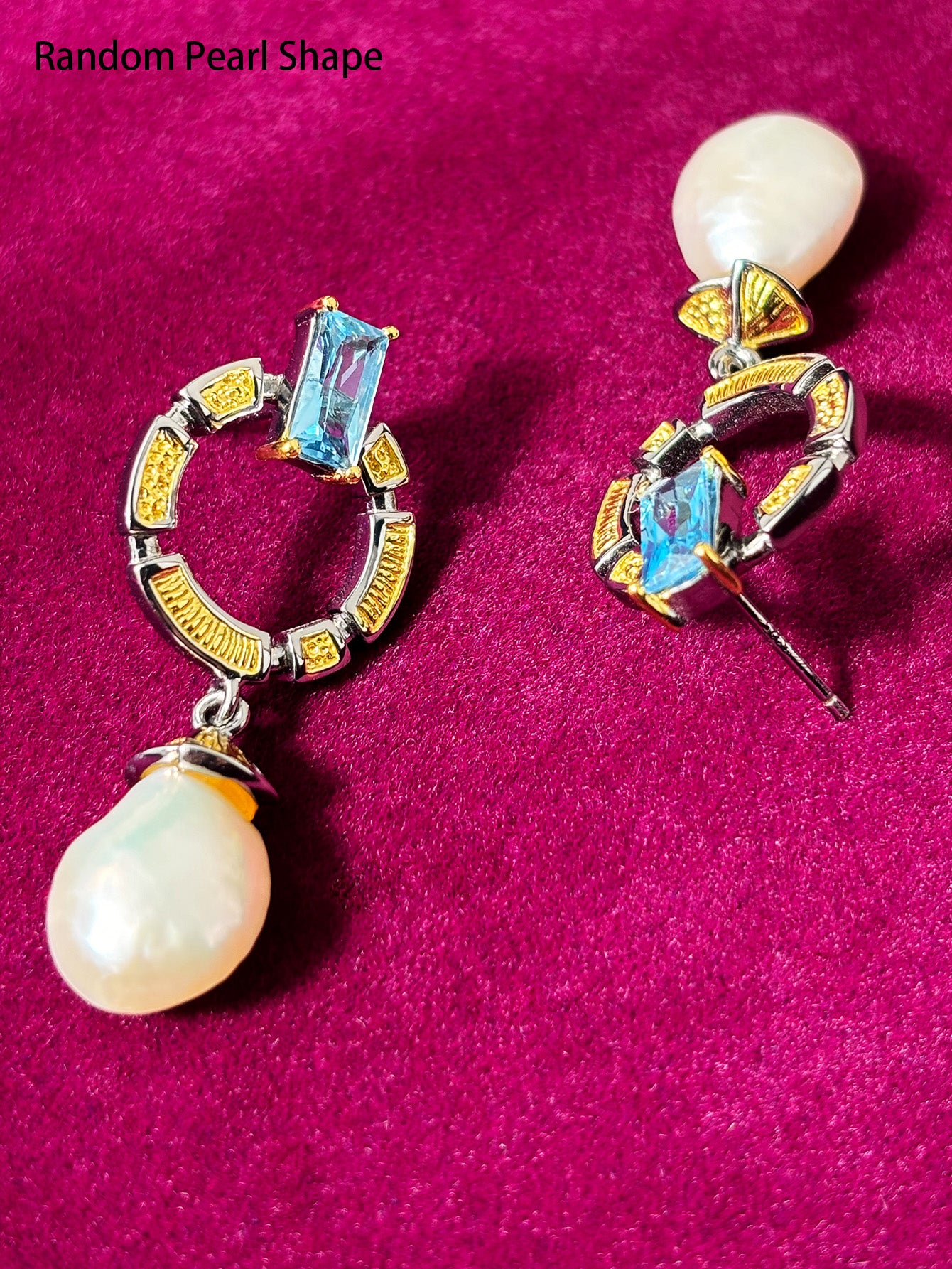 Blue Star Bead Earrings-Pearl Topaz Earrings