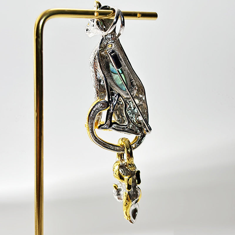 Luxury mother and child leopard necklace/brooch