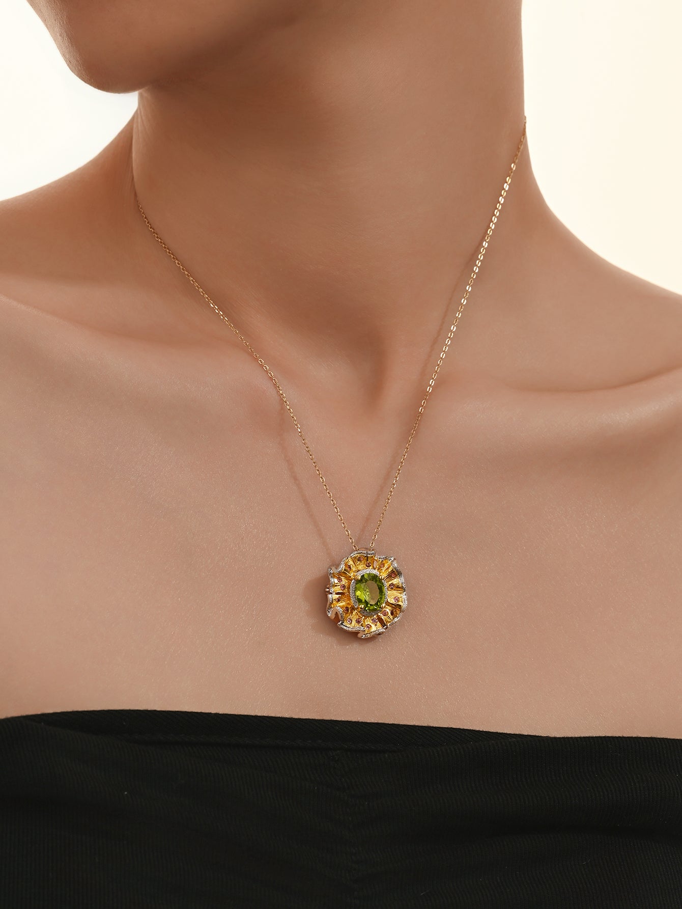 Opulent Olive - Green Peridot Necklace/Brooch